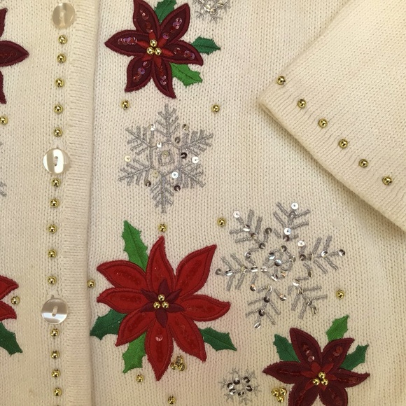 Crystal-Kobe ladies Christmas cardigan. EUC. - Picture 3 of 5